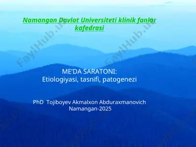 me’da saratoni: etiologiyasi, tasnifi, patogenezi — PPT