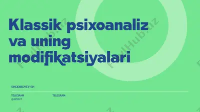 klassik psixoanaliz va uning modifikatsiyalari — PPTX