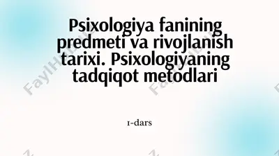 psixologiya fanining predmeti va vazifalari — PPTX