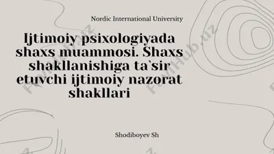 ijtimoiy psixologiyada shaxs muammosi — PPTX