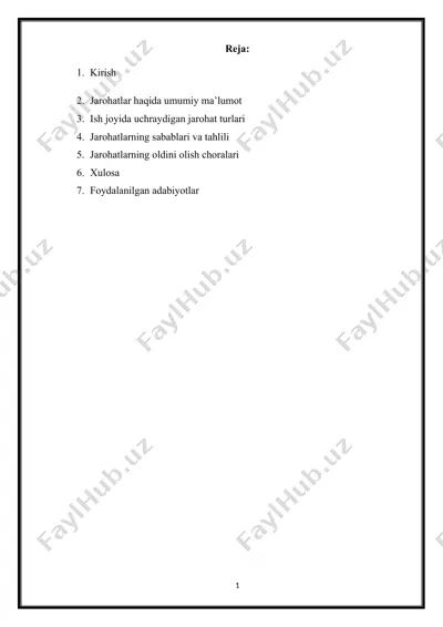 jarohatlar va ularning oldini olish — DOCX