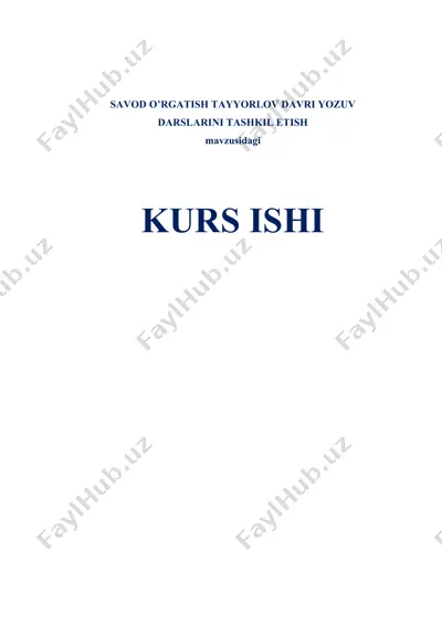 savod o'rgatish tayyorlov davri yozuv darslarini tashkil etish — DOCX