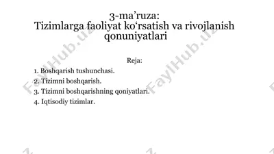 tizimlarga faoliyat ko‘rsatish va rivojlanish qonuniyatları — PPTX