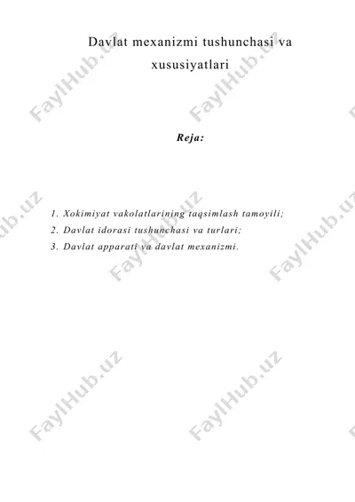 davlat mexanizmi tushunchasi va xususiyatlari — DOC