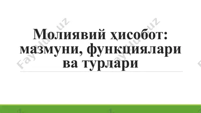 молиявий ҳисобот: мазмуни, функциялари ва турлари — PPTX
