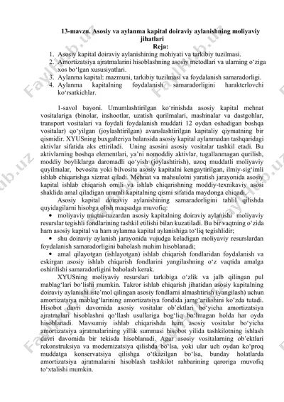 asosiy va aylanma kapital doiraviy aylanishning moliyaviy jihatlari — DOCX