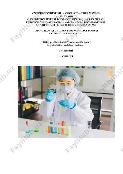 tibbiy profilaktika ishi mutaxassislik fanlari bo‘yicha bitiruv malakaviy imtihon — DOCX