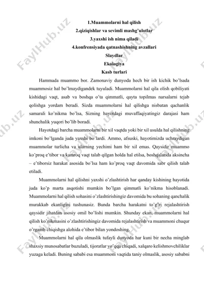 muammolarni hal qilishning yollar — DOCX
