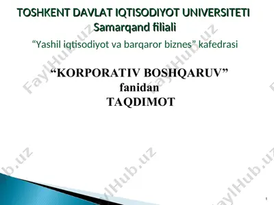 korporativ boshqaruv fanidan taqdimot — PPT