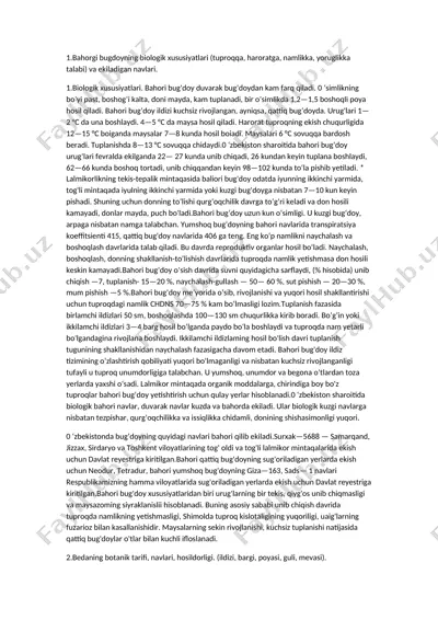 bahorgi bugdoyning biologik xususiyatlari — DOCX
