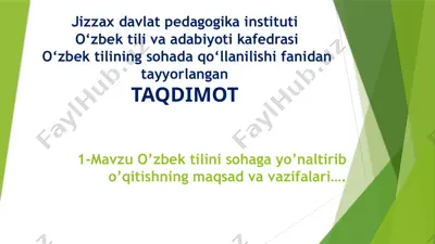 o'zbek tilini so'zlash — PPTX