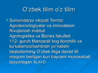 o'zbek tilim o’z tilim — PPT