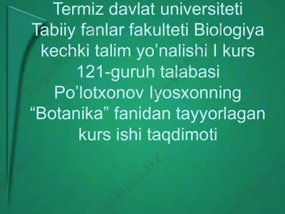 biologiya bo'limi kurs ishitaqdimoti "botanika" fanidan — PPTX