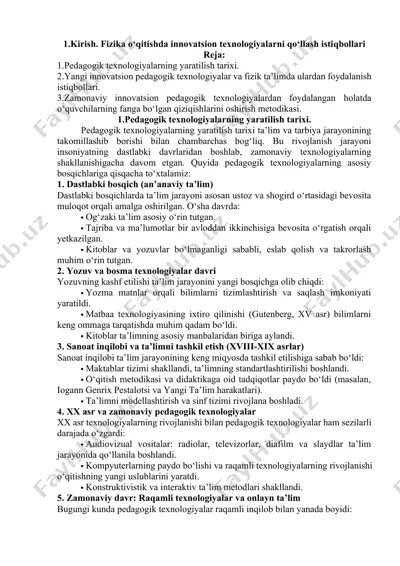 pedagogik texnologiyalarning yaratilish tarixi. — DOCX
