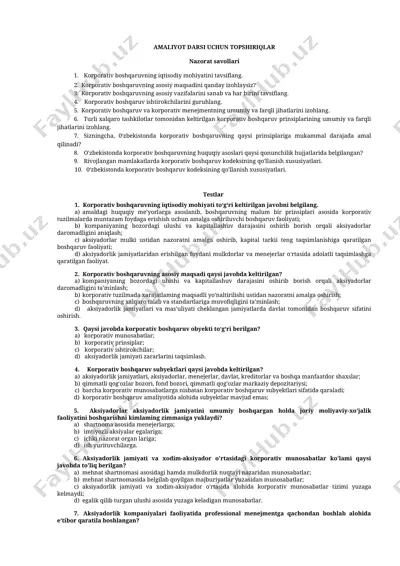 korporativ boshqaruvning iqtisodiy mohiyati — DOCX