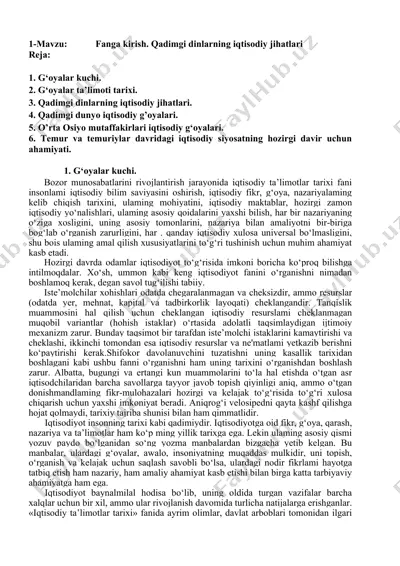 qadimgi dinlarning iqtisodiy jihatlari — DOC