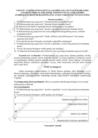 o‘zbekistonning eng yangi tarixi — DOCX