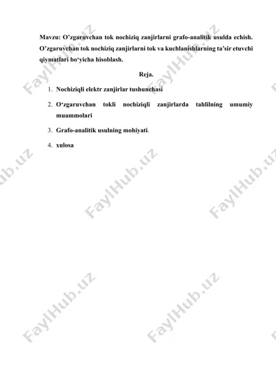 o‘zgaruvchan tok nochiziq zanjirlarni grafo-analitik usulda echish — DOCX