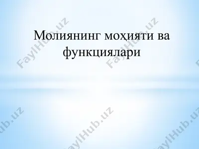 молиянинг маҳсулий функциялари — PPTX