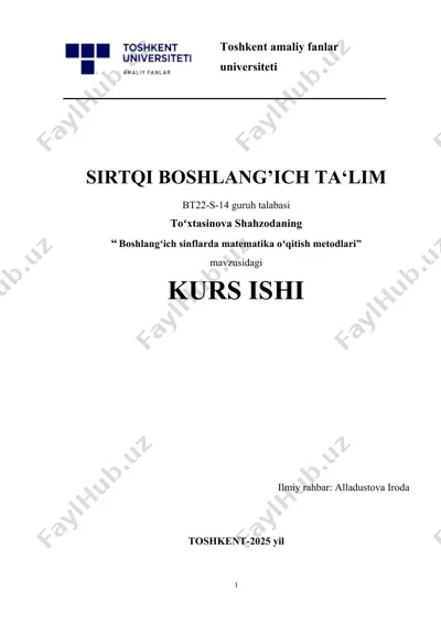 boshlang'ich sinflarda matematika o'qitish metodlari — DOCX