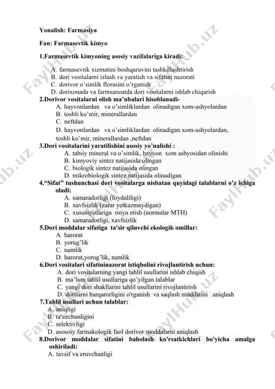 farmasevtik kimyo — DOCX