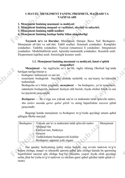 menejment fanining mazmuni va mohiyati — DOCX