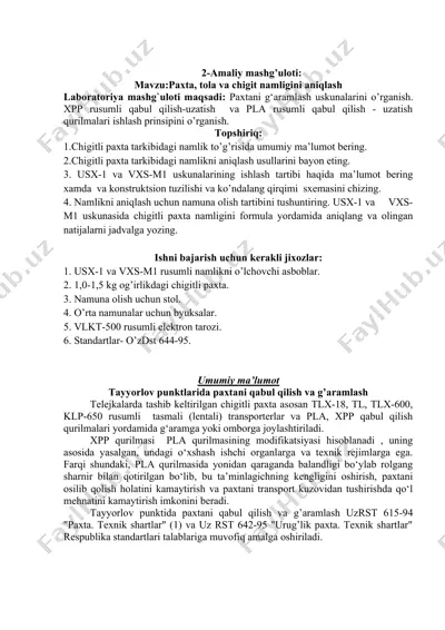chigitli paxta namligi aniqlash mashg'uloti — DOCX