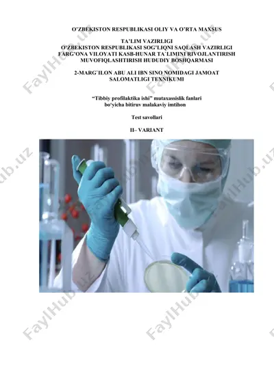 tibbiy profilaktika ishi mutaxassislik fanlari bo‘yicha bitiruv malakaviy imtihon — DOCX