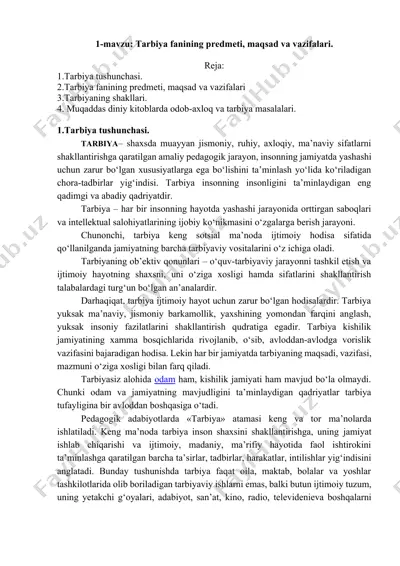tarbiya fanining predmeti, maqsad va vazifalari — DOCX