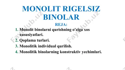 monolit rigelsiz binolar — PPTX