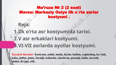 ilko’rta asr kostyumlari tarixi — PPTX