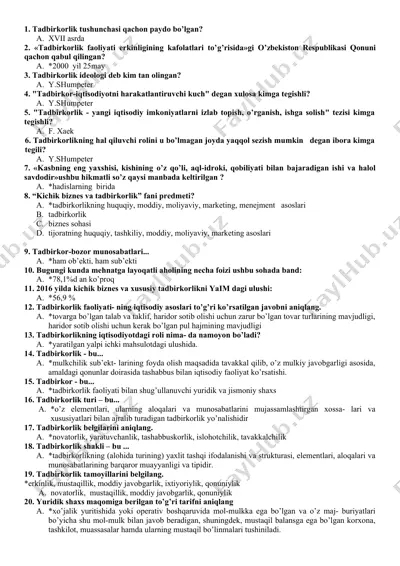 tadbirkorlik va biznes — DOC