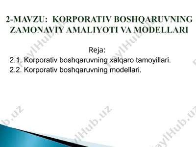 korporativ boshqaruvning xalqaro tamoyillari. — PPT