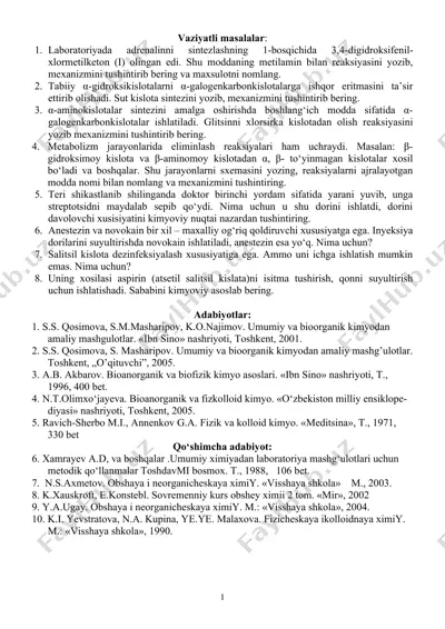 α-galogenkarbonkislotasi sintezi — DOCX