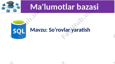 sql tilida so‘rovlar — PPTX