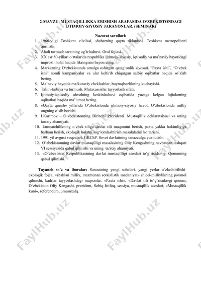 o‘zbekistondagi ijtimoiy-siyosiy jarayonlar — DOCX