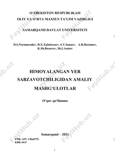 o‘quv qo‘llanma "himoyalangan yer sabzavotchiligidan amaliy mashg‘ulotlar" — DOCX