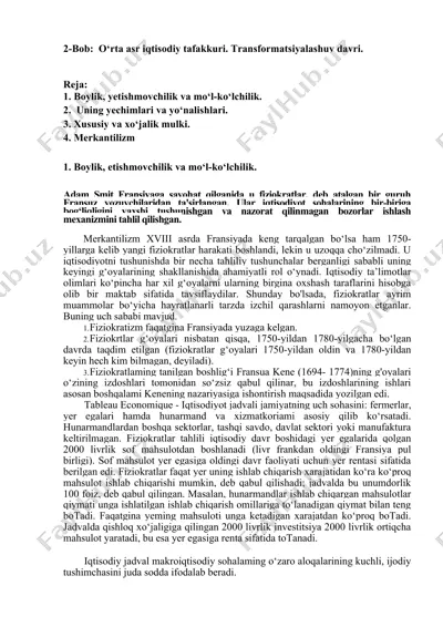 2-bob: o‘rta asr iqtisodiy tafakkuri. transformatsiyalashuv davri — DOC