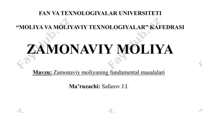 zamonaviy moliya — PPTX