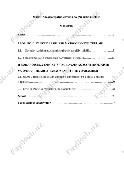 savod o‘rgatish davrida bo‘g‘in ustida ishlash — DOCX