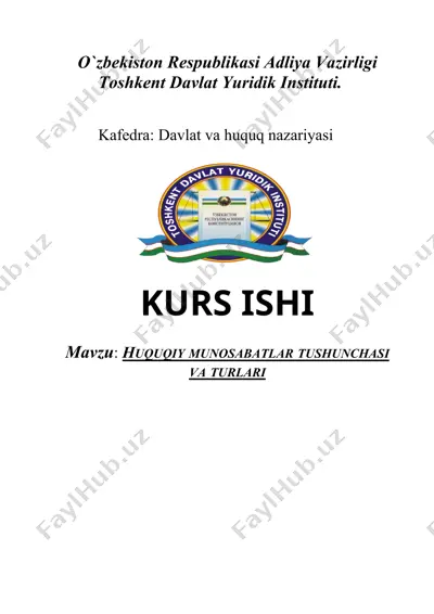 huquqiy munosabatlar tushunchasi va turlari — DOC