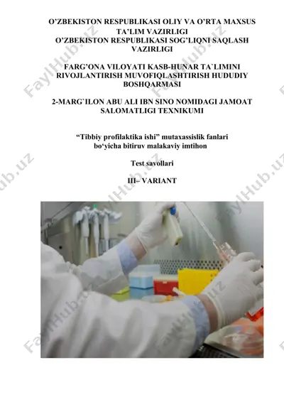 tibbiy profilaktika ishi mutaxassislik fanlari bo‘yicha bitiruv malakaviy imtihon — DOCX