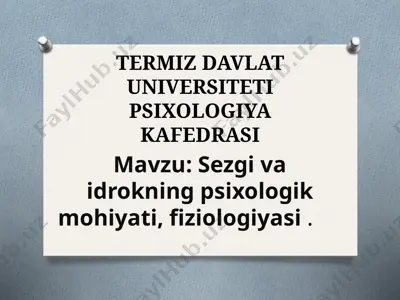 sezgi va idrokning psixologik asoslari — PPT