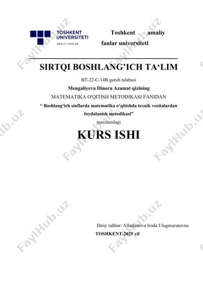 "matematika o'qitishda texnik vositalardan foydalanish metodikasi" — DOCX