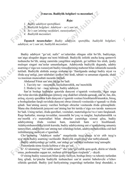 badiiylik belgilari va mezonlari — DOCX