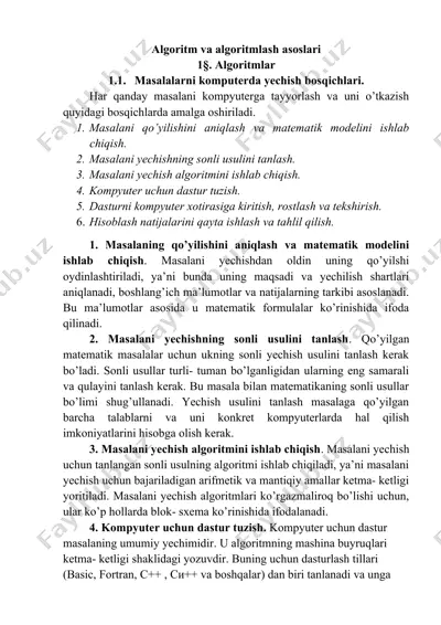 algoritm va algoritmlash asoslari — DOCX