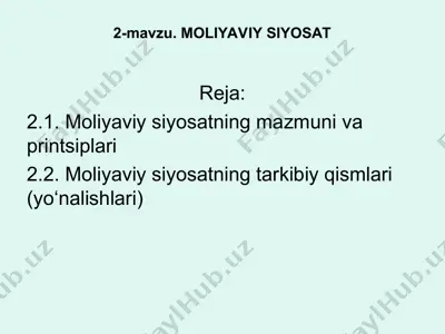 moliyaviy siyosat — PPT