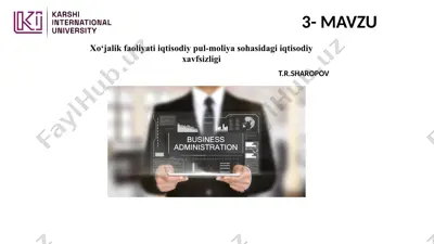 pul-moliya sohasidagi iqtisodiy xavfsizlik — PPTX