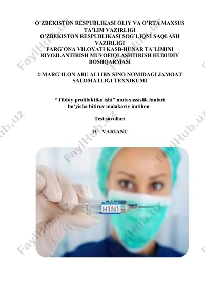 tibbiy profilaktika ishi mutaxassislik fanlari bo‘yicha bitiruv malakaviy imtihon — DOCX