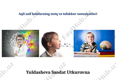 aqli zaif bolalarning nutq va tafakkur xususiyatlari — PPTX